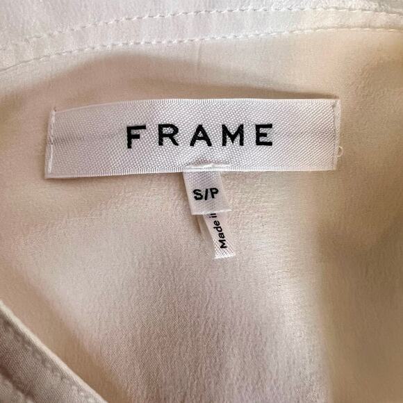 FRAME 100% Silk Clean Safari Shirt in Off White Women's Size Small - Picture 12 of 13